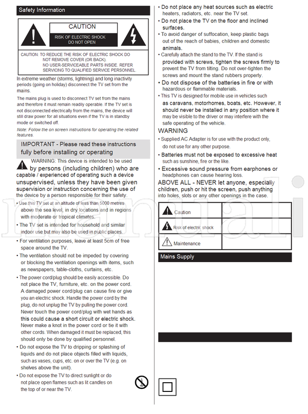 Toshiba 32 W22 Series (44 pages) TV Operating Manual