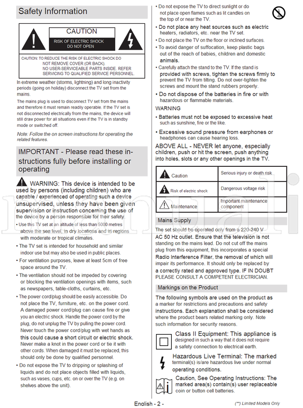 Toshiba 32 WF2F Series (29 pages) TV Operating Manual