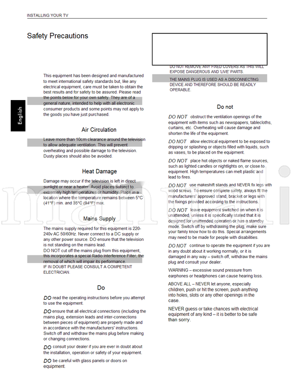 Toshiba AV56* (55 pages) TV Operating Manual