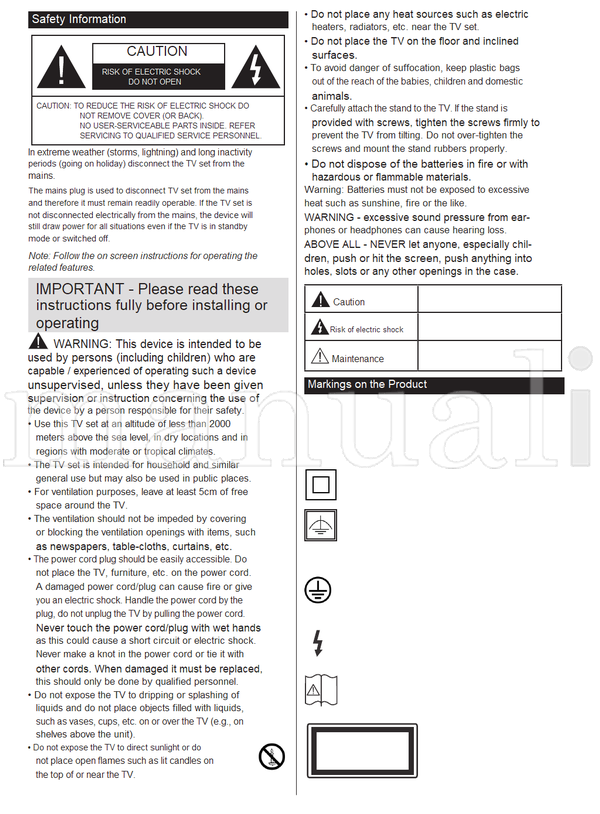 Toshiba 32W3663DA (32 pages) TV Operating Manual