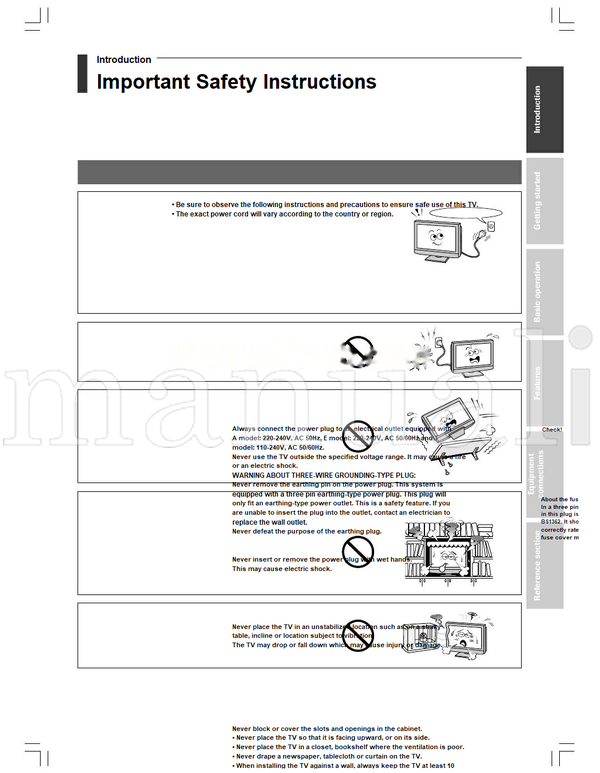 Toshiba 32WL58A 32WL58E 32WL58T 37WL58A 37WL58E 37WL58T 01E0132 (56 pages) TV Operating Manual