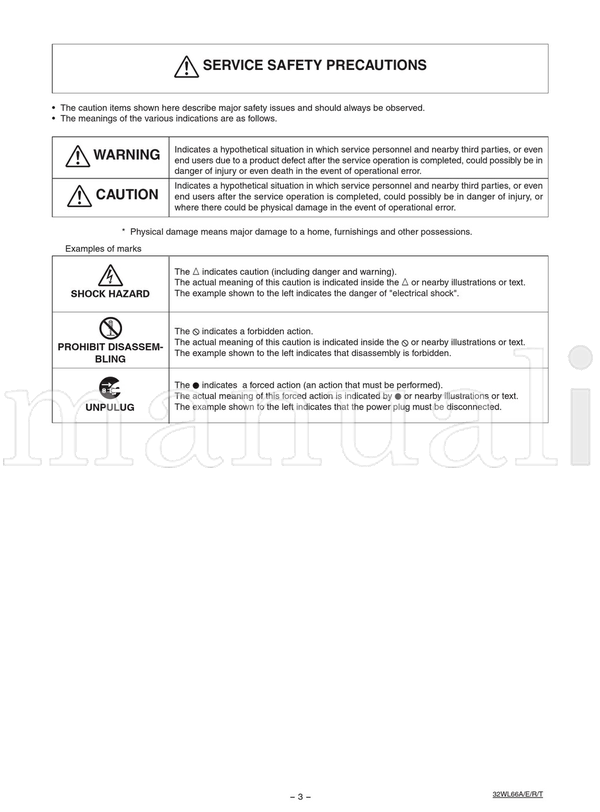 Toshiba 060-200601GR 32WL66A 32WL66E 32WL66R 32WL66T (74 pages) TV Service Manual
