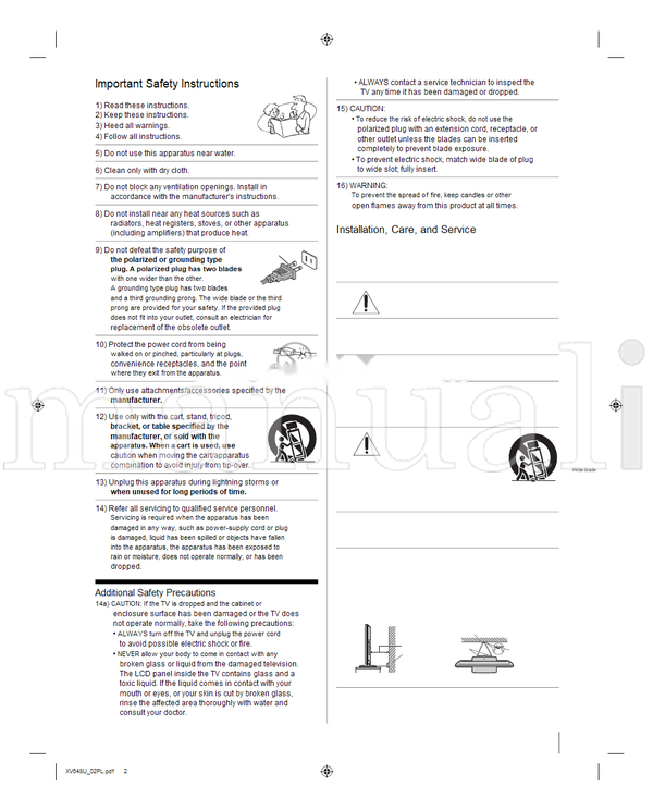 Toshiba 40XV648U 46XV648U 52XV648U VX1A00144500 (70 pages) TV Operating Manual