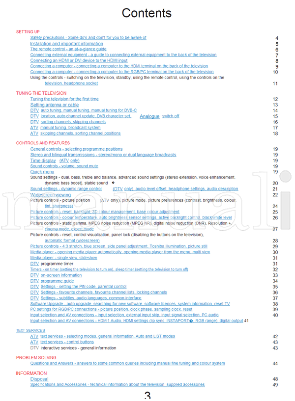 Toshiba 42RV635DB (49 pages) TV Operating Manual