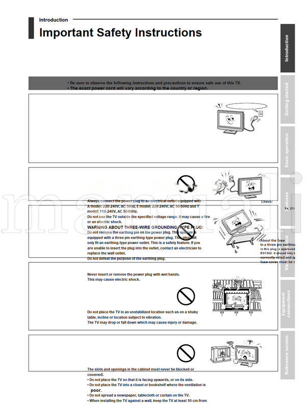 Toshiba 42WL55A 42WL55E 42WL55T (44 pages) TV Operating Manual