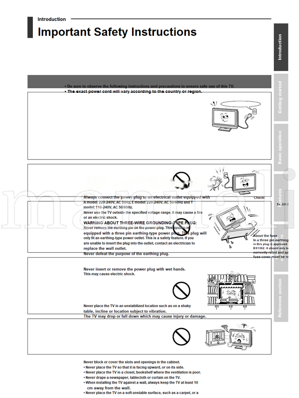 Toshiba 42WL58A 42WL58E 42WL58T (56 pages) TV Operating Manual