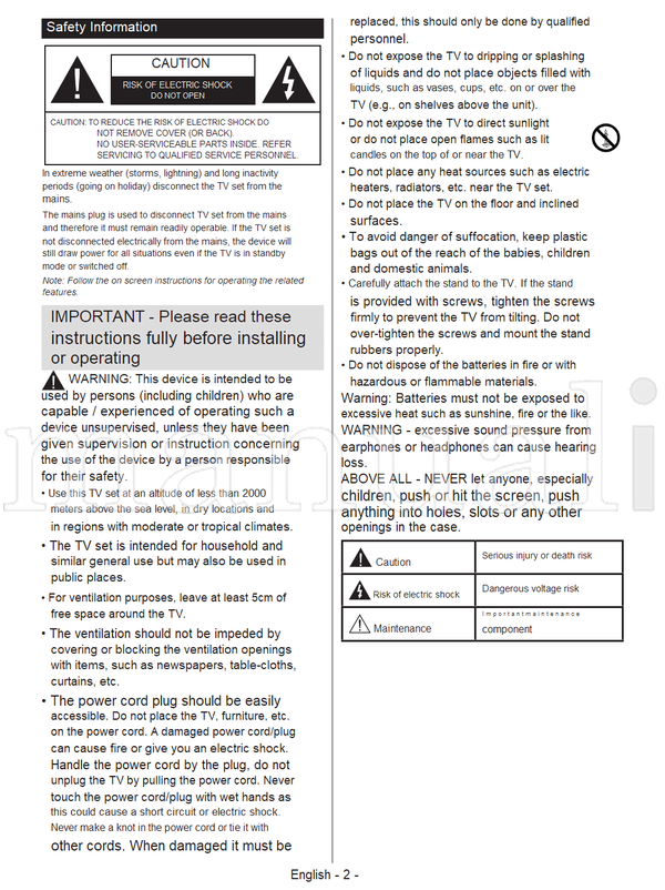 Toshiba 49L1763DA (31 pages) TV Operating Manual