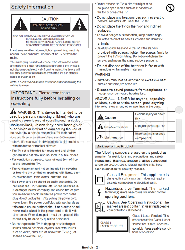 Toshiba A4B63DG (34 pages) TV Operating Manual