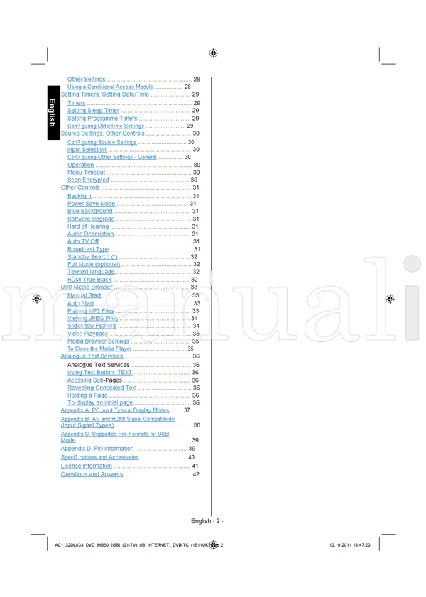Toshiba 26DL833B 55 pages TV Operating Manual