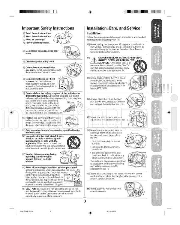 Toshiba 3R40121A (46 pages) TV Operating Manual