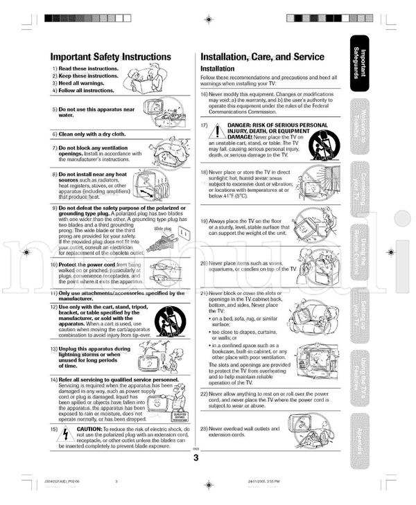 Toshiba FSTPURE 26HF85 (44 pages) TV Operating Manual