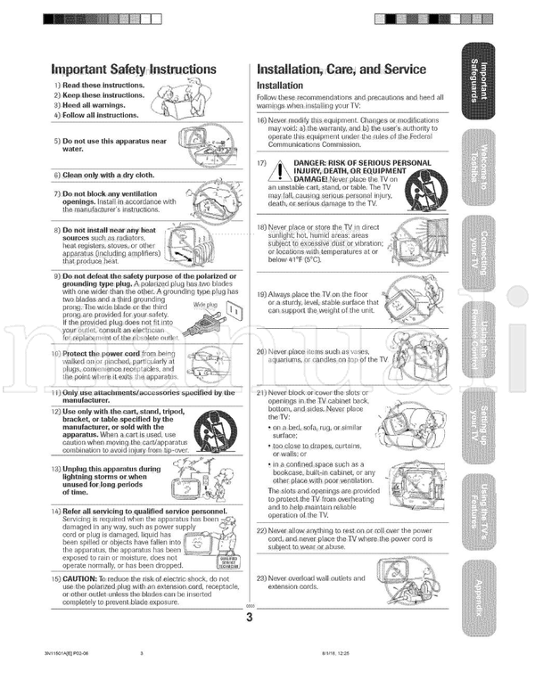 Toshiba FSTPURE COLORSTREAM 27AF44 (37 pages) TV Operating Manual