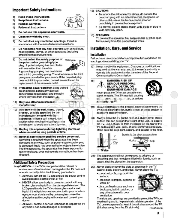 Toshiba REGZA 26LV47 (82 pages) TV Operating Manual