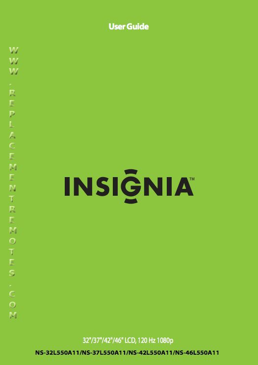 Insignia NS32 L 550A11 NS37 E 37AAZNKW1BKNNX TV Operating Manual