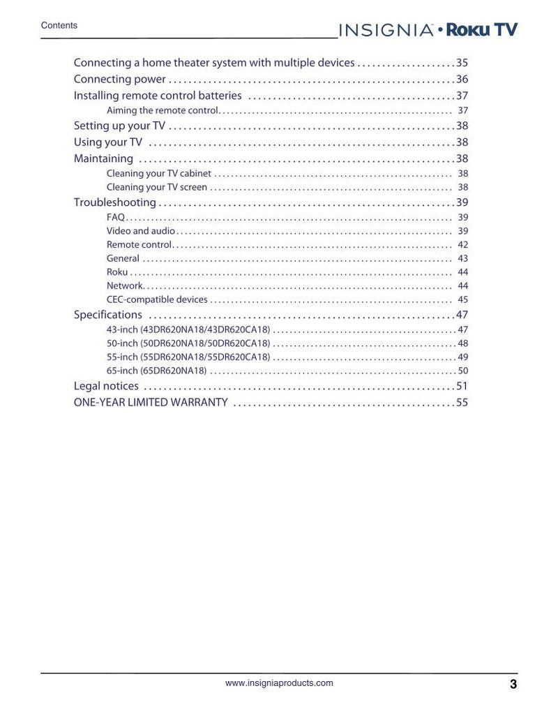 Insignia NS55 DR 620NA18 TV Operating Manual