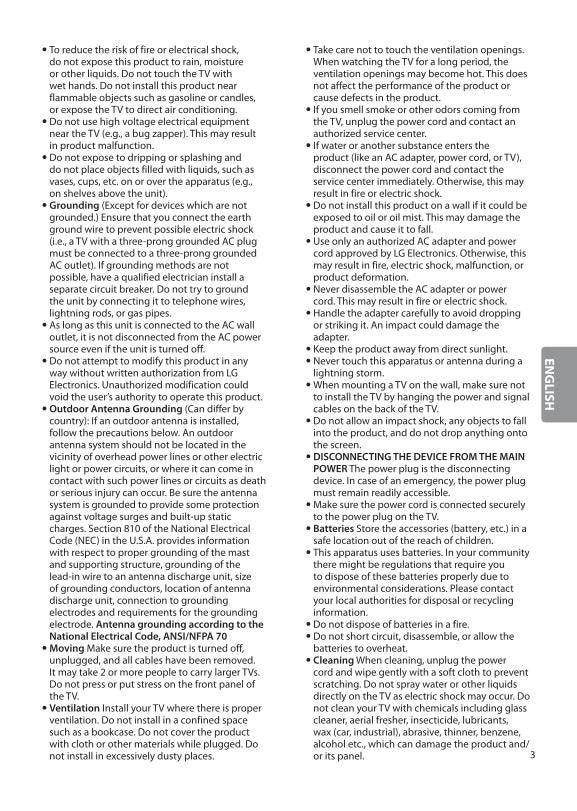 LG OLED65 C 7PU TV Operating Manual