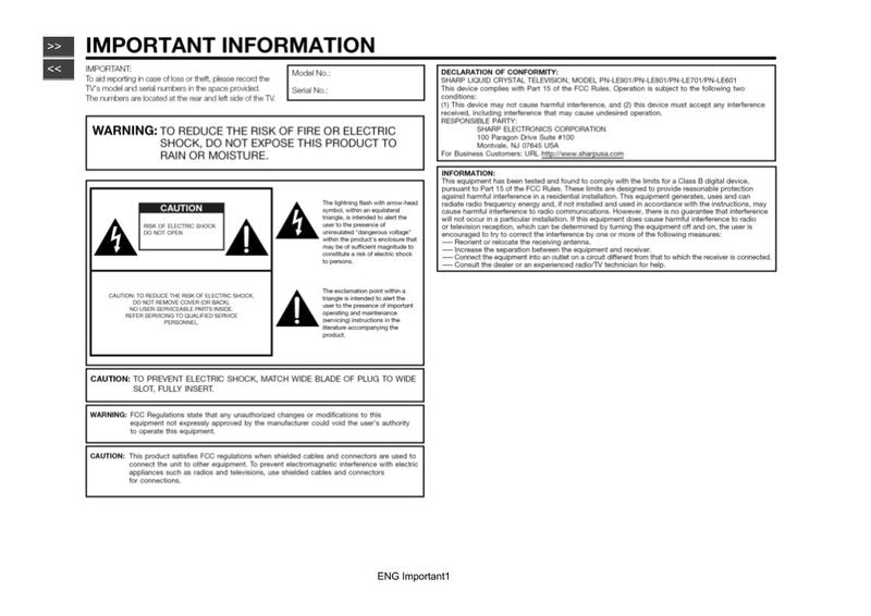 Sharp PNLE801 TV Operating Manual