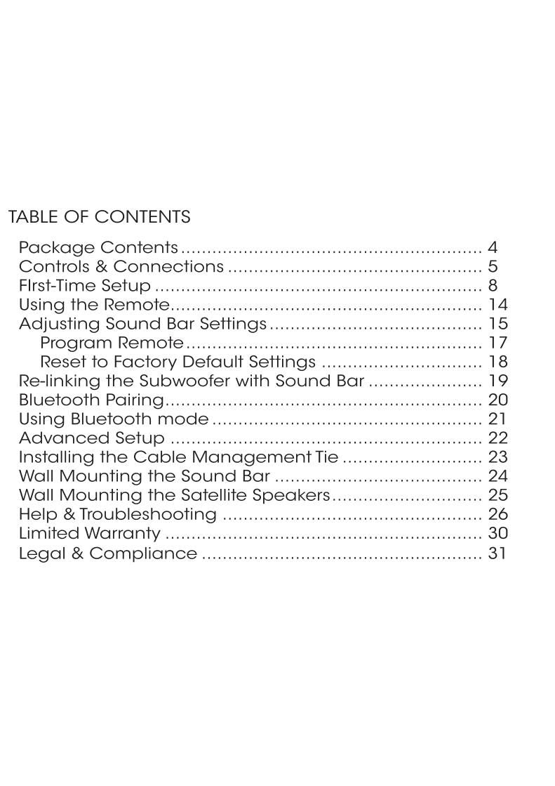 Vizio S4251WB4 Sound Bar System Operating Manual