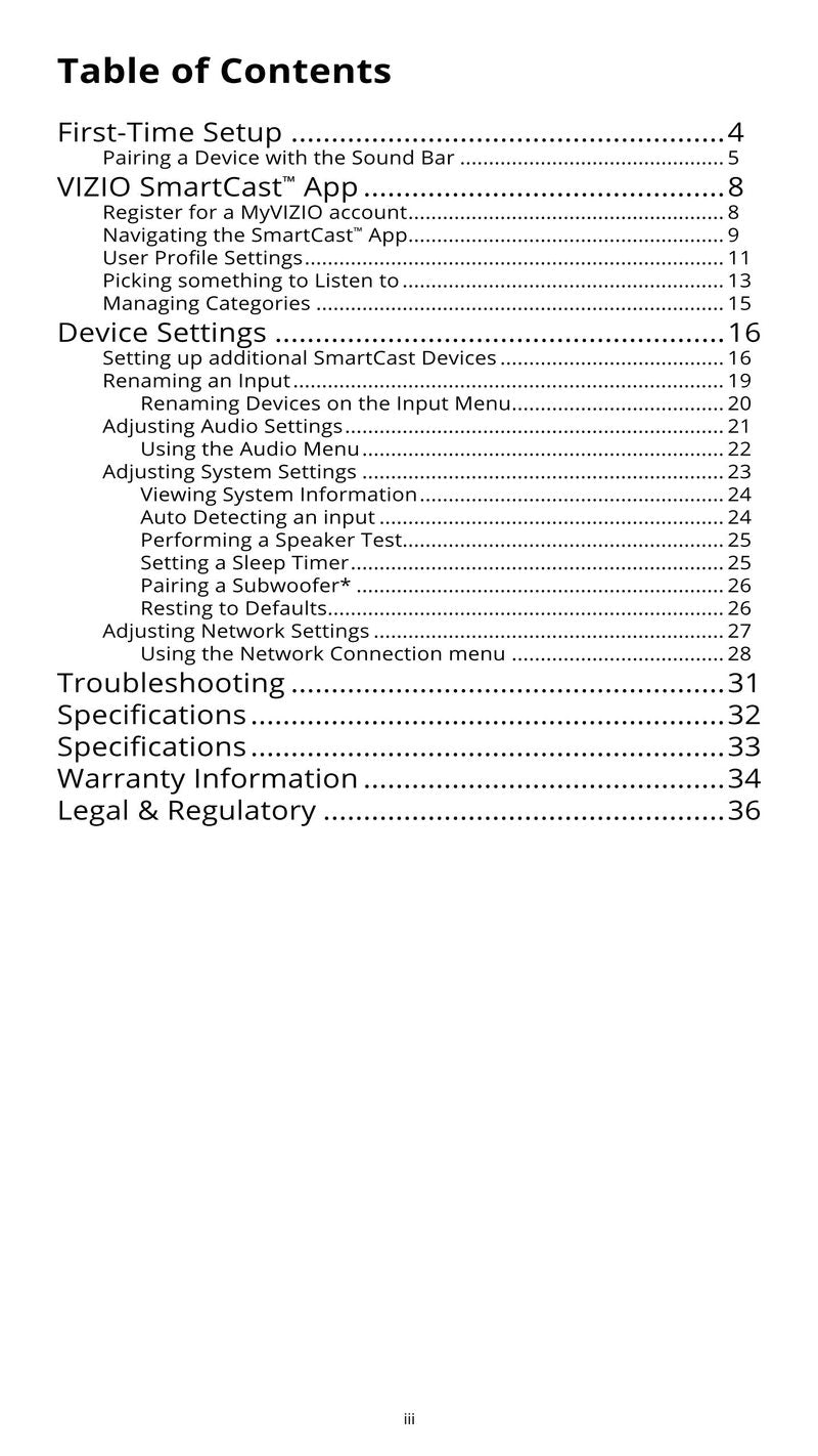 Vizio SB4031-D5 SB4051-D5 SB4531-D5 Sound Bar System Operating Manual