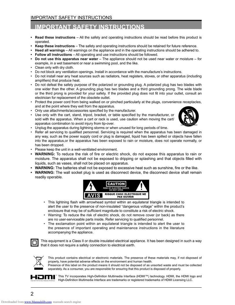 Seiki SC32HT04 TV Operating Manual