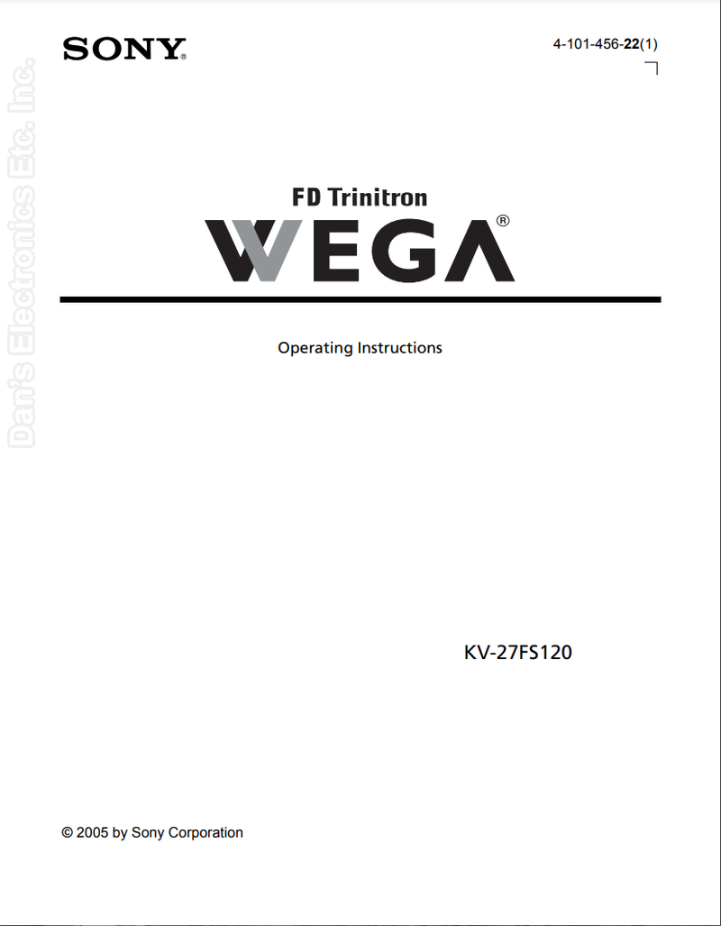 Sony KV27FS120OM TV Operating Manual