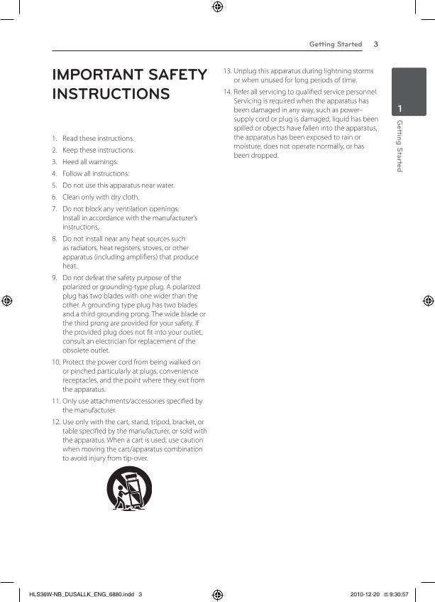 LG LSB316 Home Theater System Operating Manual