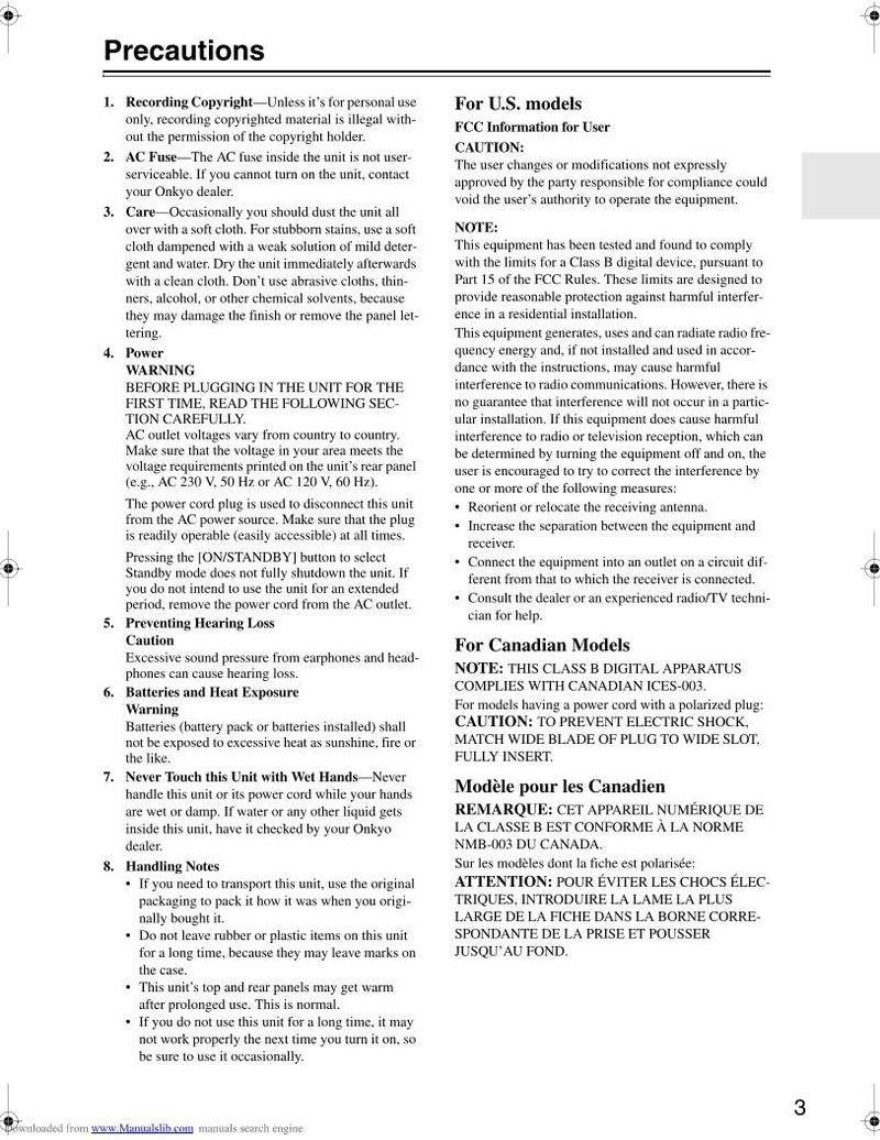 Onkyo ONKYO TXSR707 AUDIO/VIDEO RECEIVER Audio/Video Receiver Operating Manual