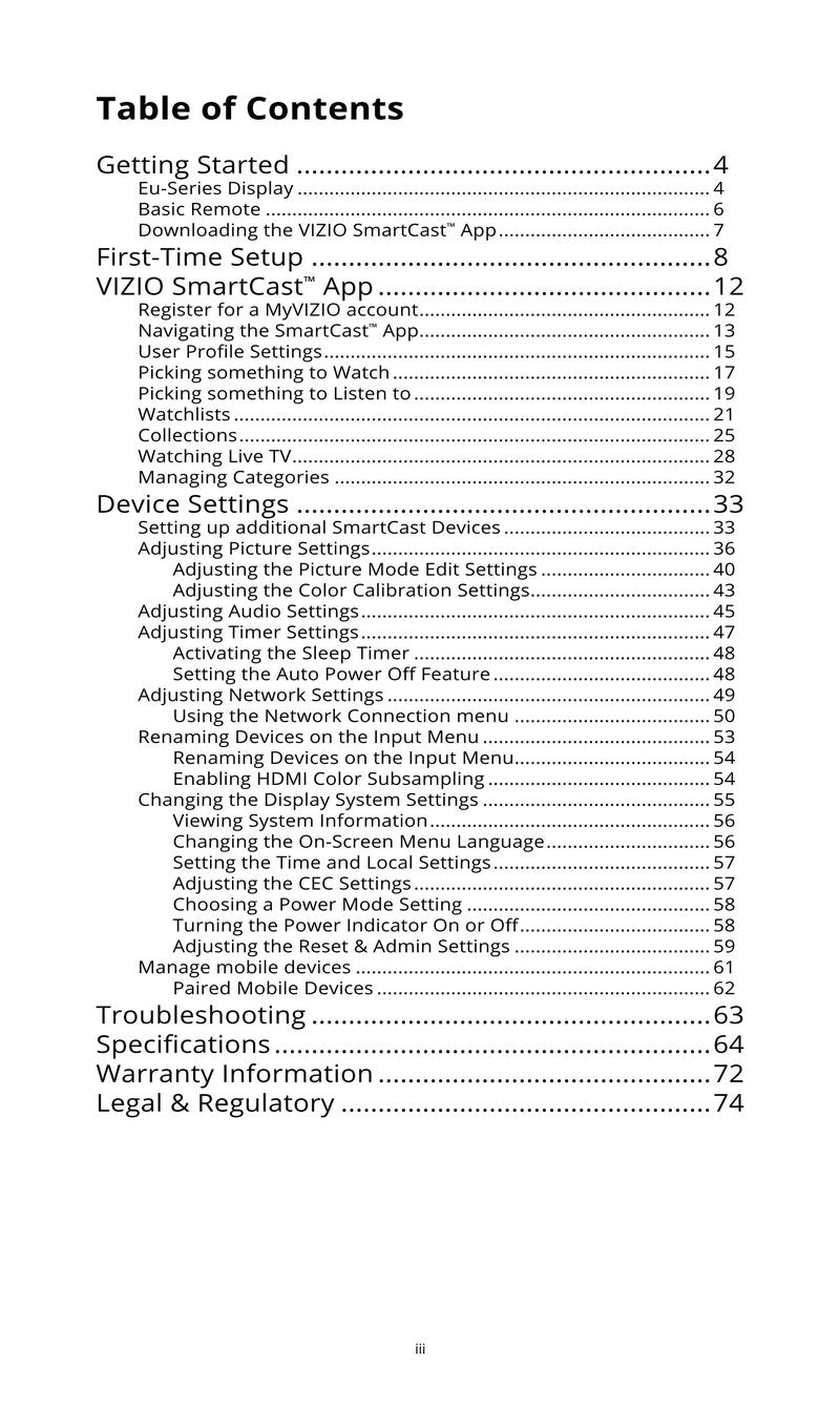 Vizio E70E3 TV Operating Manual