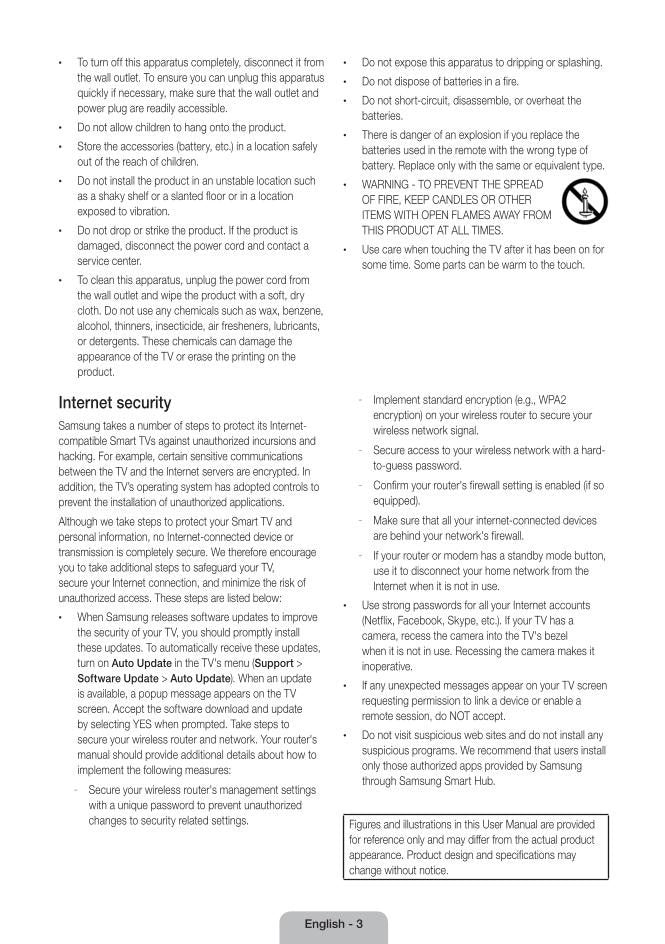Samsung UN65JU7100FXZA TV Operating Manual