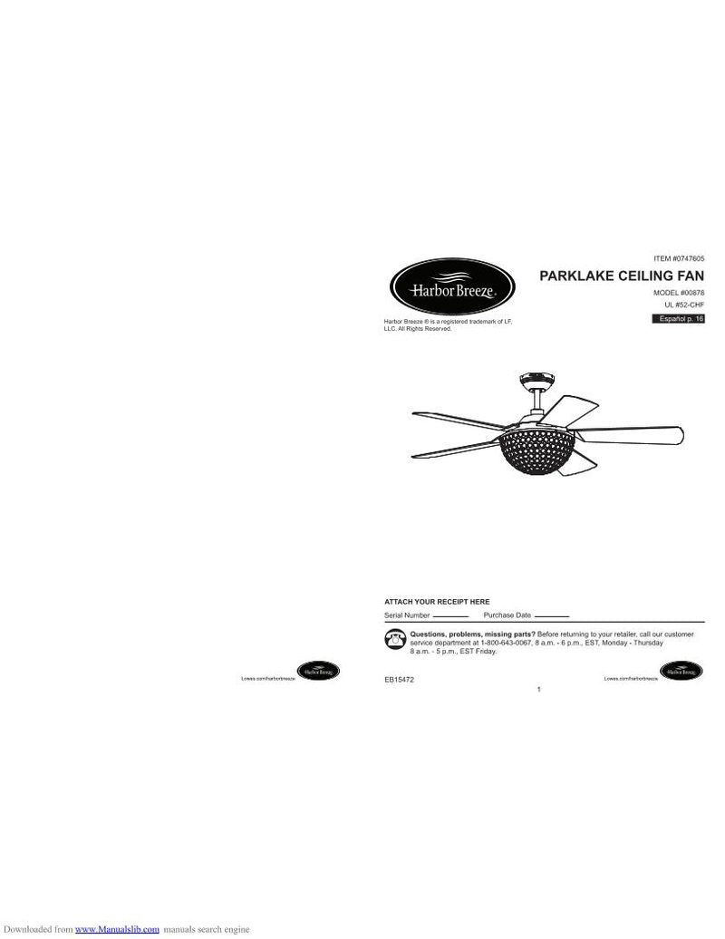 Harbor Breeze Ceiling Fan & Lighting Service & Operating Manuals: PDFs ...