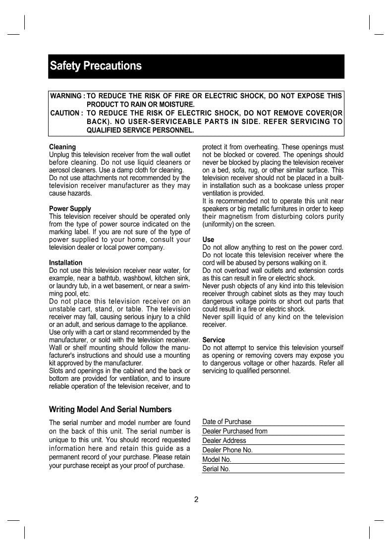 LG CP29 Q 12POM TV Operating Manual