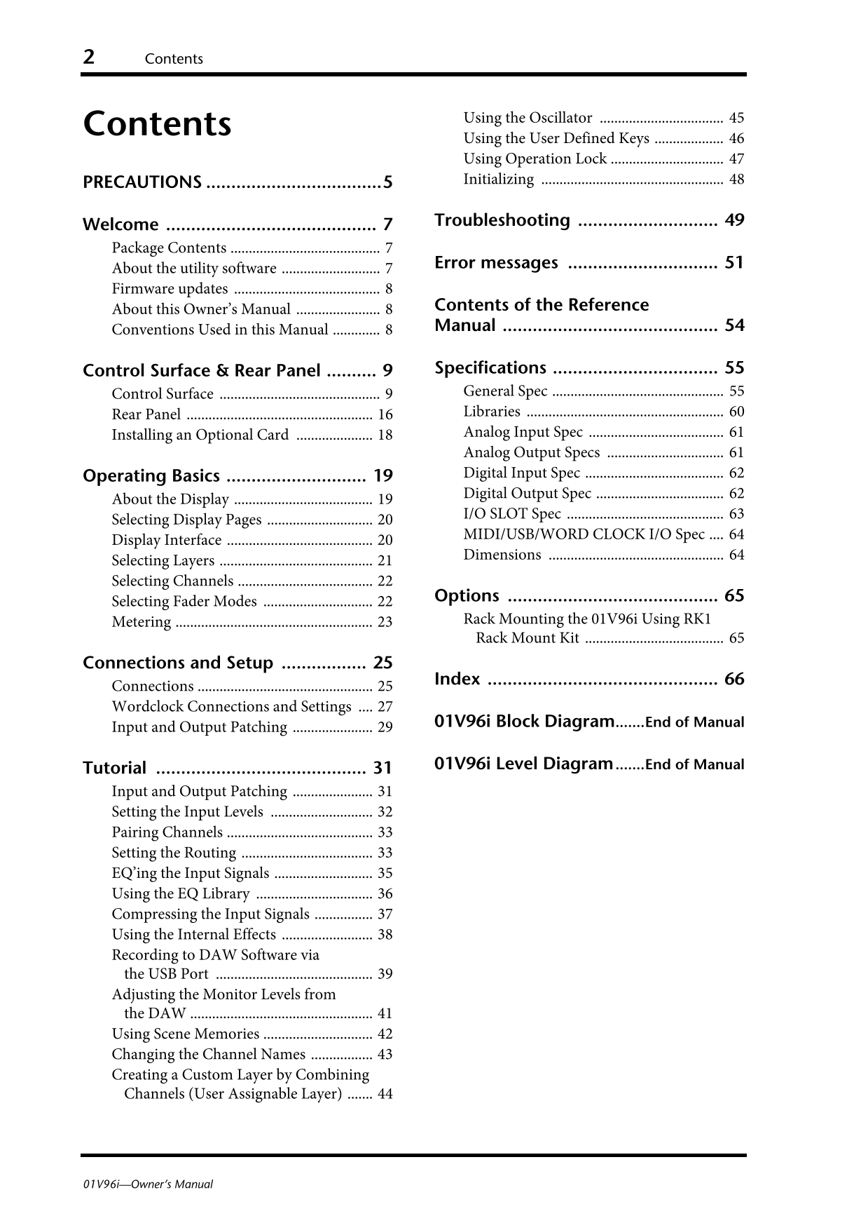 Yamaha 01V96i Digital Mixing Console Owner's/ User Manual (Pages: 71)