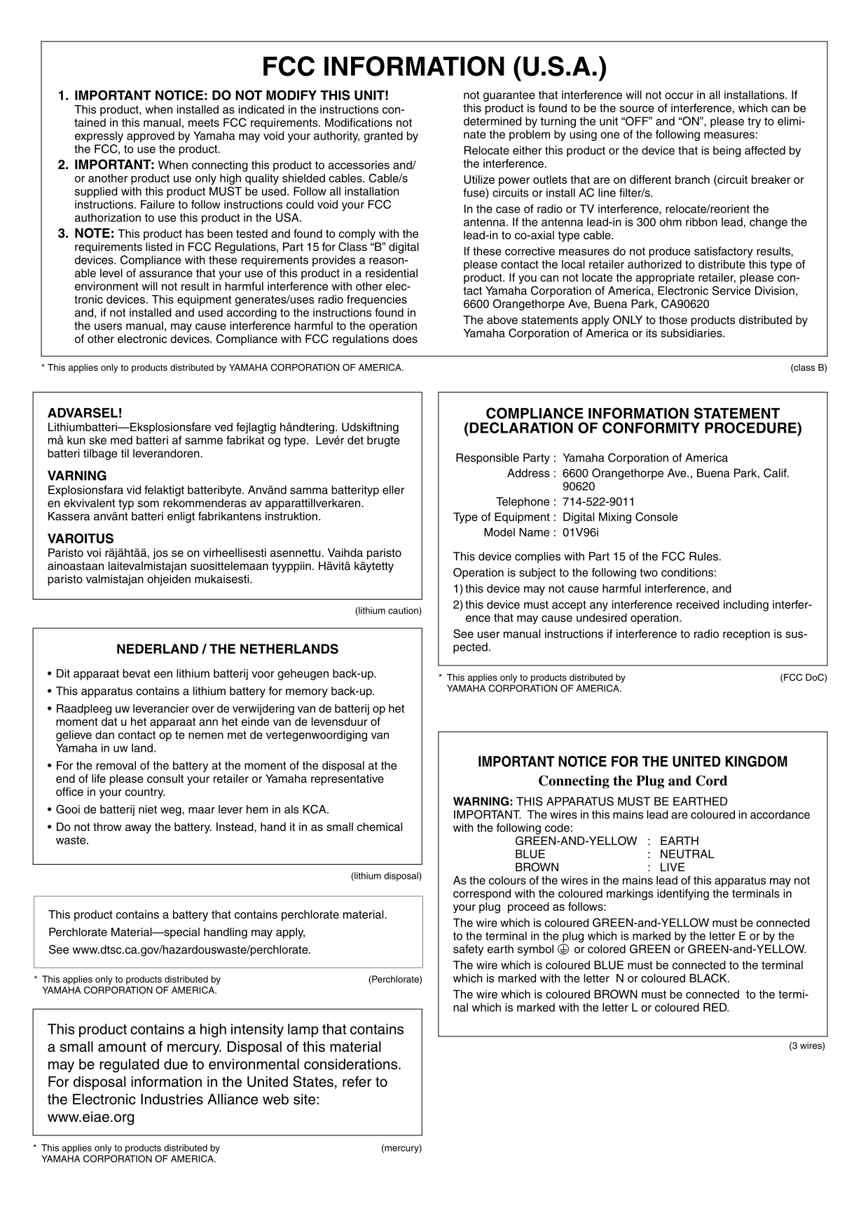 Yamaha 01V96i Digital Mixing Console Owner's/ User Manual (Pages: 71)