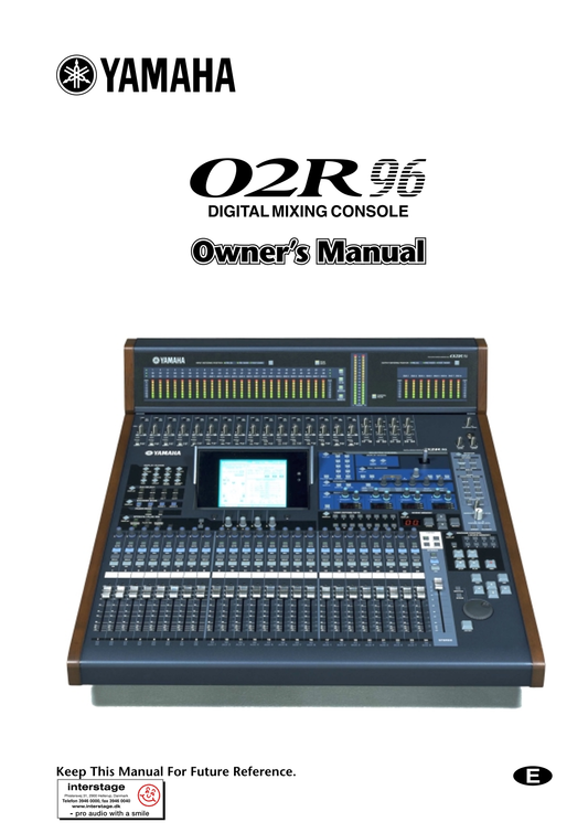 Yamaha 02R96 Digital Mixing Console Owner's/ User Manual (Pages: 315)