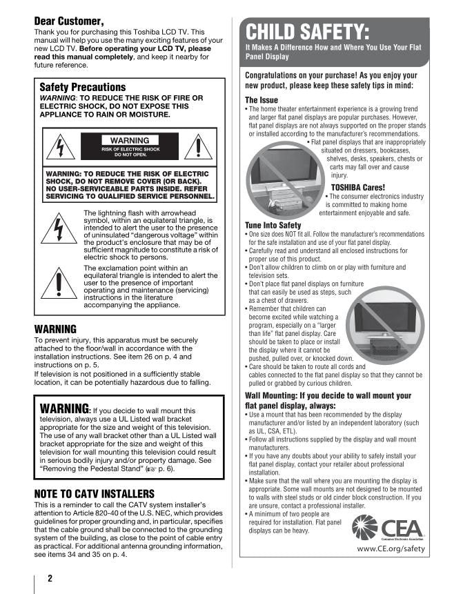 Toshiba 46UL610U 55UL610U 65UL610U TV Operating Manual