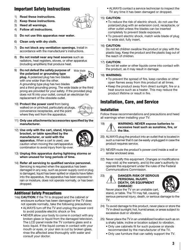 Toshiba 46UL610U 55UL610U 65UL610U TV Operating Manual