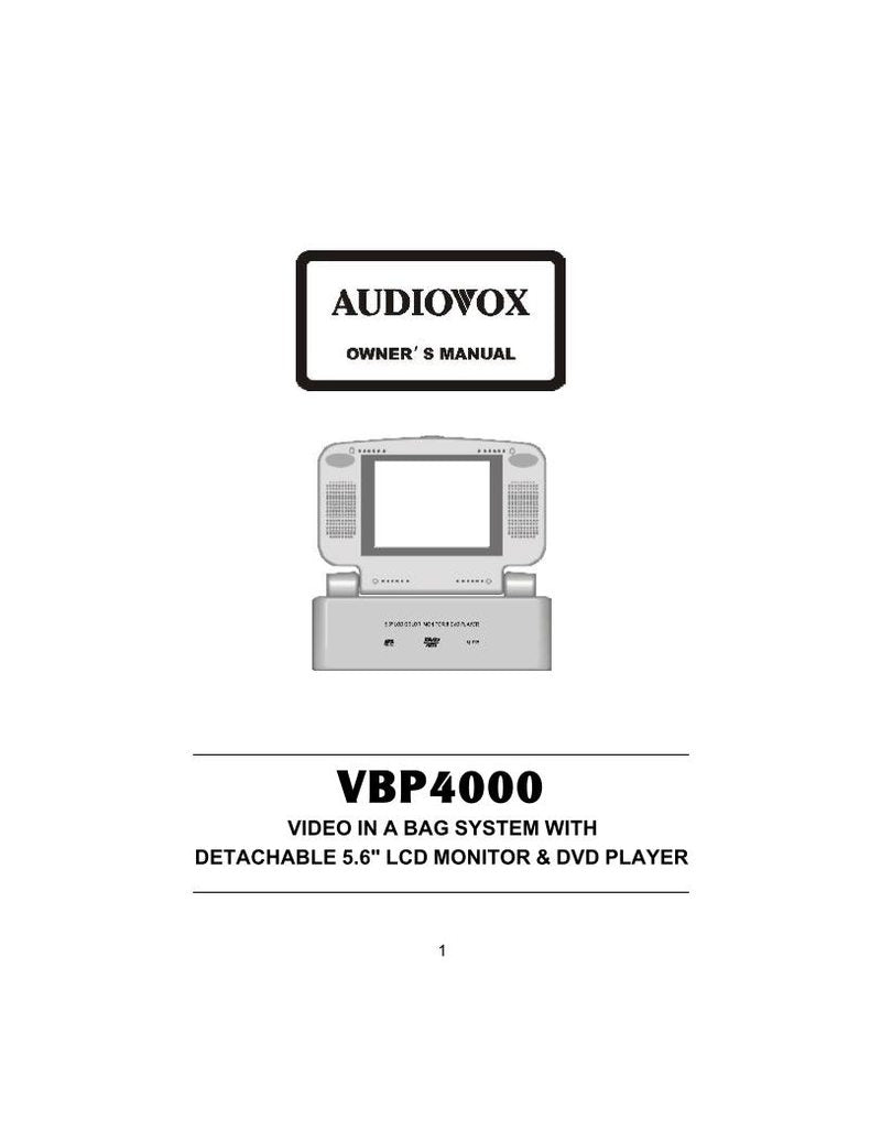 Audiovox 1286291BOM DVD Player Operating Manual