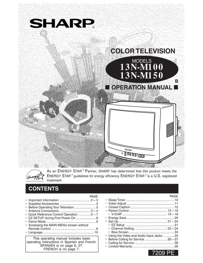 Sharp 13NM100 13NM100B 13NM150 TV Operating Manual