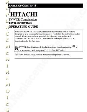 Hitachi 13 VR 3B 20 4B TV/VCR Combo Operating Manual