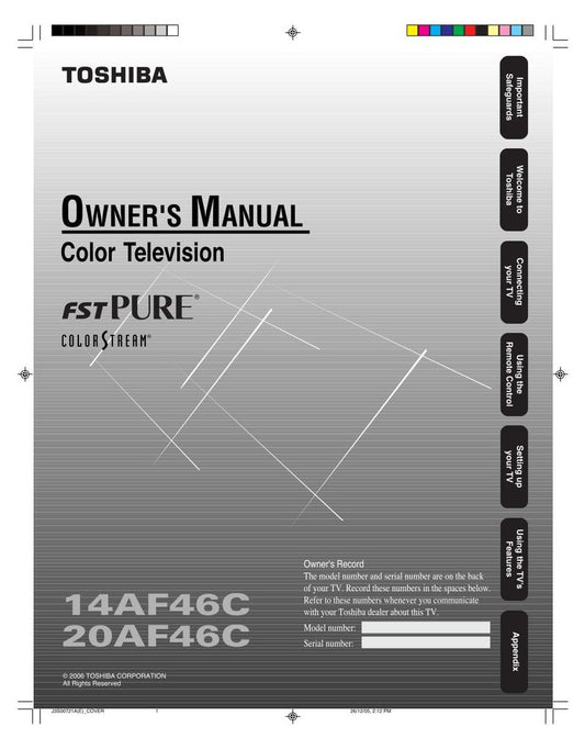 Toshiba 20AF46 TV Operating Manual