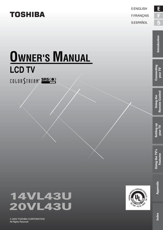 Toshiba 14VL43U 20VL43U TV Operating Manual