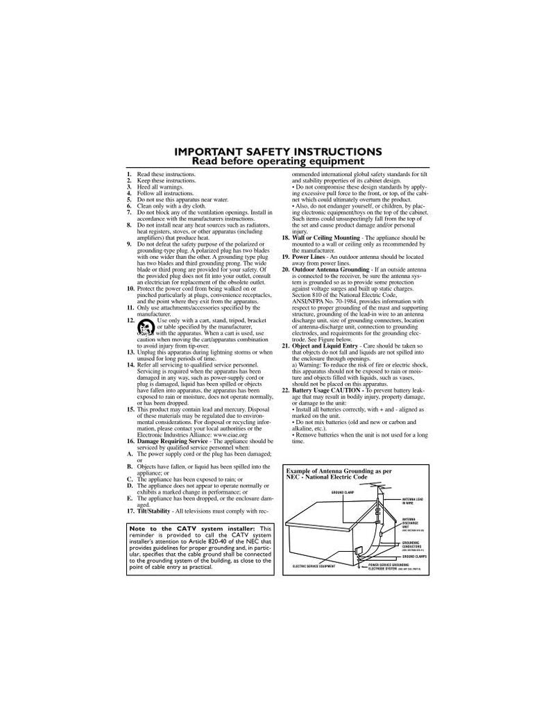 Philips 14MS2331 14MS2331/17 14MS233117 TV Operating Manual