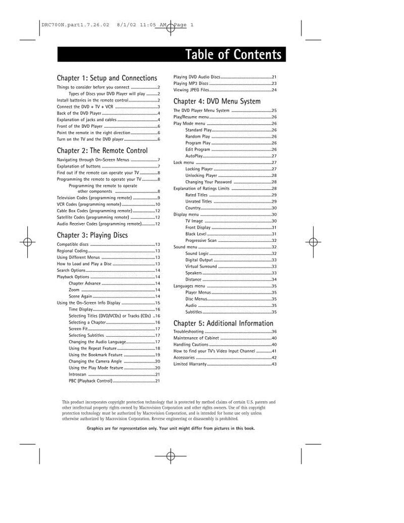 RCA DRS700N DVD Player Operating Manual