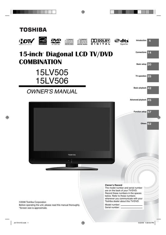 Toshiba 15LV505 15LV506 TV/DVD Combo Operating Manual