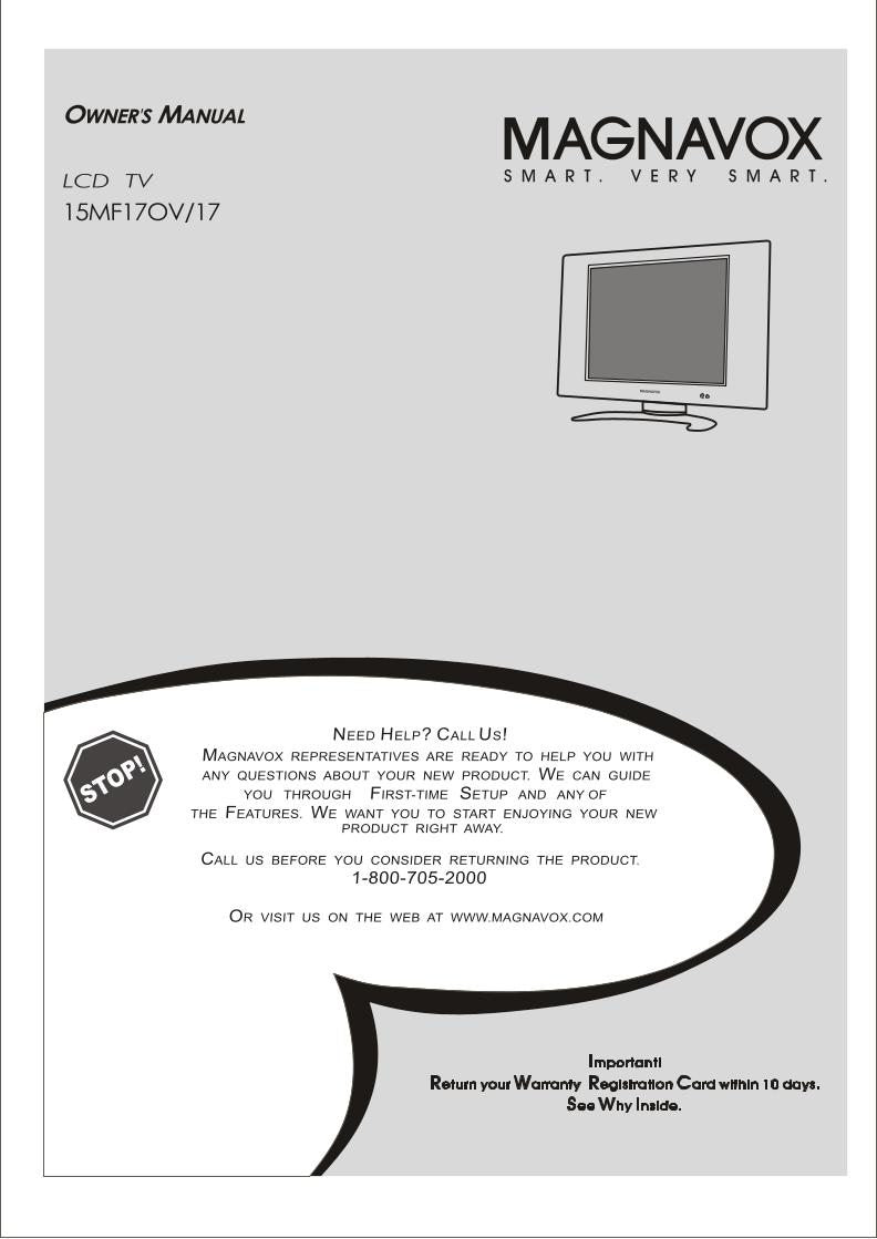 Philips 15MF170V 15MF170V/17 15MF170V/17B TV Operating Manual