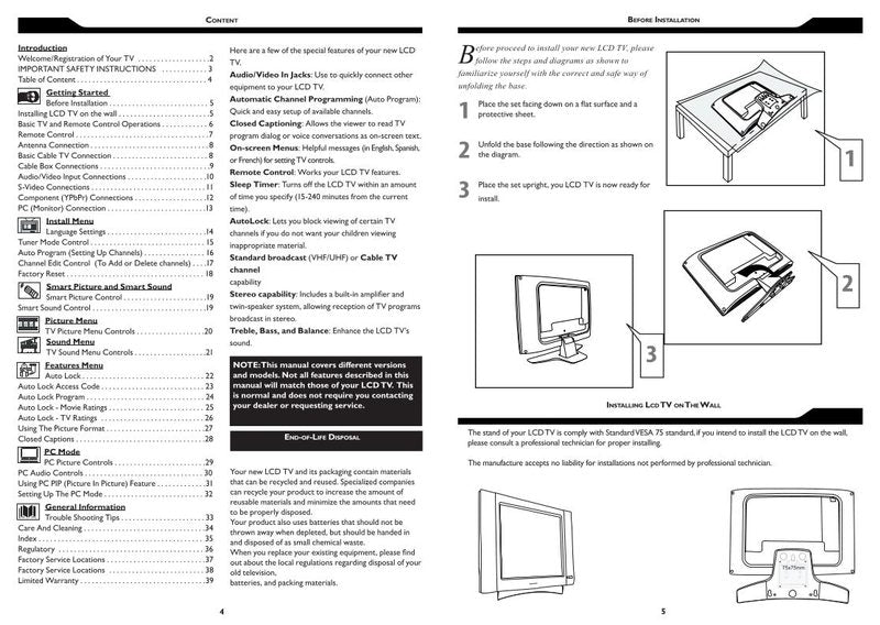 Philips 15MF500T 15MF500T/17 15MF500T/37 TV Operating Manual