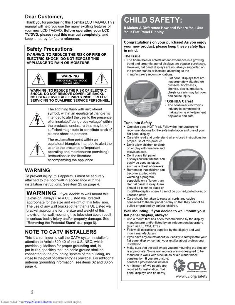 Toshiba 26CV100U TV/DVD Combo Operating Manual