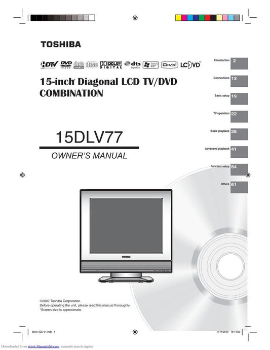 Toshiba 15DLV77 TV/DVD Combo Operating Manual