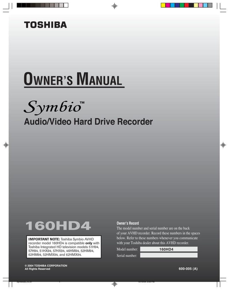 Toshiba 160HD4 Digital Video Recorder (DVR) Operating Manual