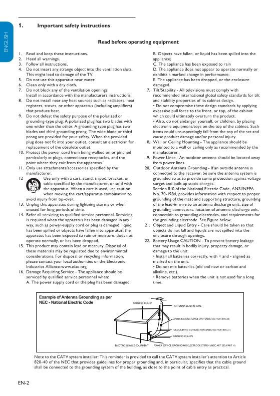 Philips 19MD358BOM TV Operating Manual